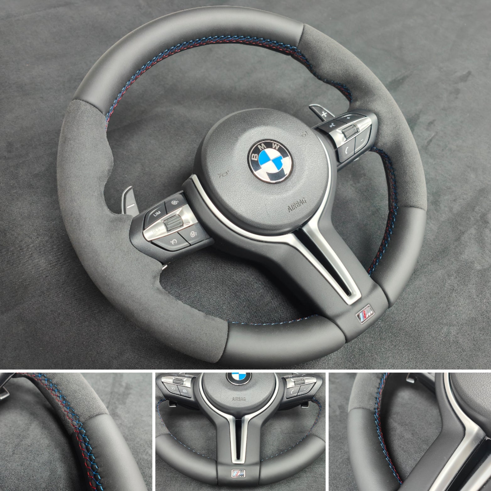 BMW X-SERIES NAPPA LEATHER TRI-STITCH / ALCANTARA STEERING WHEEL - X3 F25 / X4 F26 / X5 F15 / X6 F16
